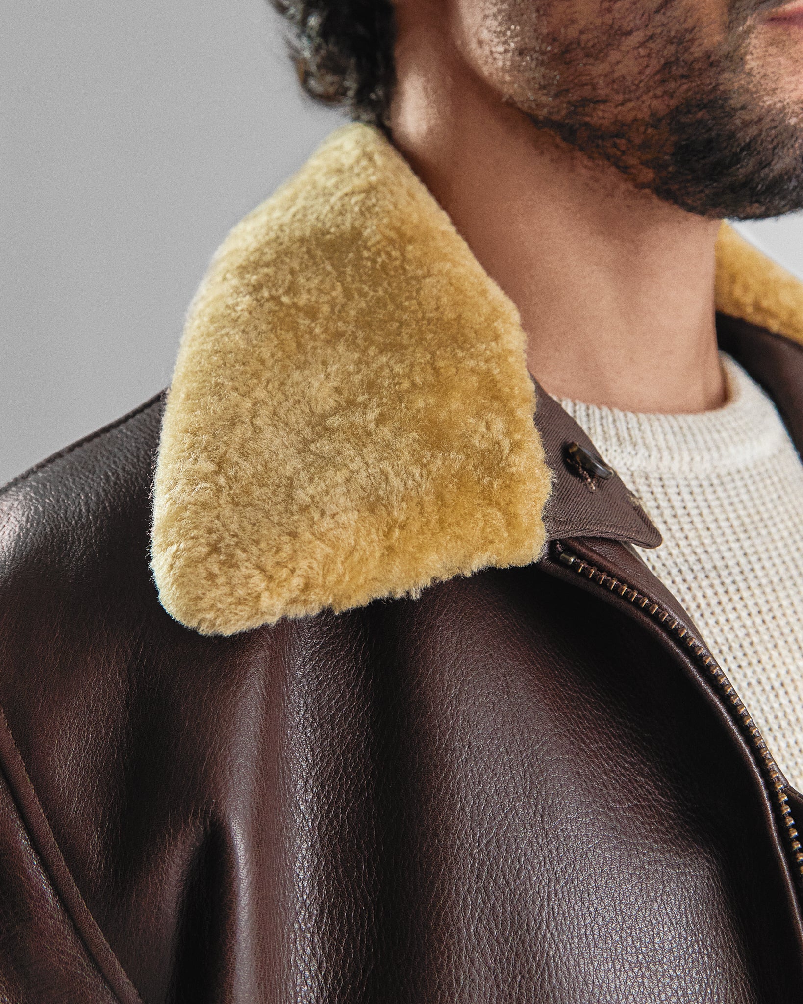 THE CARTER - Brown Leather Bomber Jacket Classic Fit - Golden Bear Sportswear 